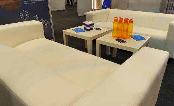 Leather settee & armchair hire for exhibitions
