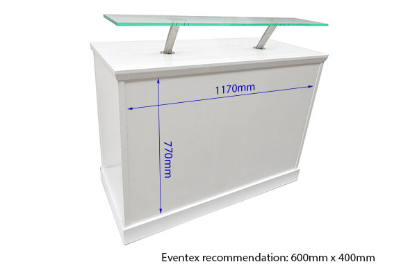White Reception Counter With Front Perspex Shelf